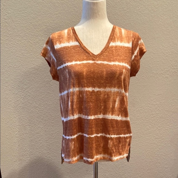 Women's 100% Linen Tie-Dye V-Neck Top by RACHEL ZOE Sz Sm - Picture 1 of 3